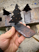 Load image into Gallery viewer, Christmas Tree Tea Light Sculpture - with copper ornaments