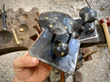 Load image into Gallery viewer, Mushroom desk art sculpture with brass studs