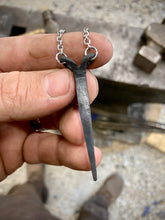 Load image into Gallery viewer, Forged stainless steel necklace with filework