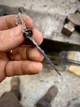 Load image into Gallery viewer, Forged stainless steel necklace with filework
