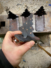 Load image into Gallery viewer, Christmas Tree Tea Light Sculpture - with copper ornaments