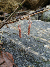 Load image into Gallery viewer, Hand forged twisted copper earrings with sterling silver hooks