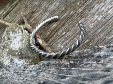 Load image into Gallery viewer, Hand forged twisted stainless steel cuff bracelet