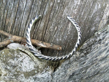 Load image into Gallery viewer, Hand forged twisted stainless steel cuff bracelet
