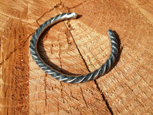 Load image into Gallery viewer, Hand forged twisted stainless steel cuff bracelet