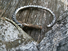 Load image into Gallery viewer, Hand forged twisted stainless steel cuff bracelet