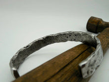 Load image into Gallery viewer, Hand forged hammered stainless steel cuff bracelet