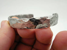 Load image into Gallery viewer, Hand forged hammered stainless steel cuff bracelet