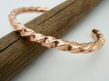 Load image into Gallery viewer, Hand forged twisted copper cuff bracelet