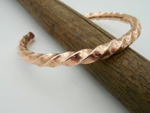 Load image into Gallery viewer, Hand forged twisted copper cuff bracelet