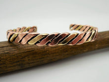 Load image into Gallery viewer, Hand forged twisted copper and brass wire cuff bracelet