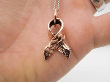 Load image into Gallery viewer, Hand forged copper breast cancer awareness necklace
