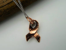 Load image into Gallery viewer, Hand forged copper breast cancer awareness necklace