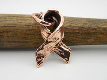 Load image into Gallery viewer, Hand forged copper breast cancer awareness necklace