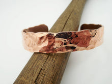 Load image into Gallery viewer, Forged hand hammered copper cuff bracelet
