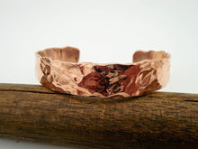 Load image into Gallery viewer, Forged hand hammered copper cuff bracelet