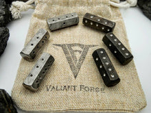 Load image into Gallery viewer, Hand forged stainless steel 6 sided hexagon dice, silver set of two dice