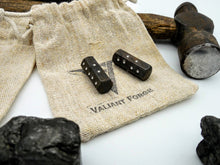 Load image into Gallery viewer, Hand forged stainless steel hexagon 6 sided dice, set of two black dice