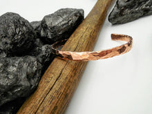 Load image into Gallery viewer, Hand forged hammered copper cuff bracelet