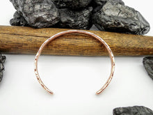 Load image into Gallery viewer, Hand forged hammered copper cuff bracelet
