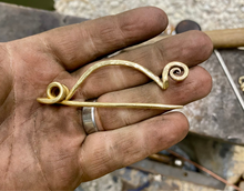 Load image into Gallery viewer, Brass Celtic Fibula Brooch
