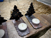 Load image into Gallery viewer, Christmas Tree Tea Light Sculpture - with copper ornaments
