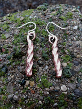 Load image into Gallery viewer, Hand forged twisted copper earrings with sterling silver hooks
