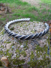 Load image into Gallery viewer, Hand forged twisted stainless steel cuff bracelet
