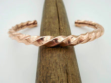 Load image into Gallery viewer, Hand forged twisted copper cuff bracelet
