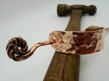 Load image into Gallery viewer, Hand forged hammered copper fiddlehead hair barrette
